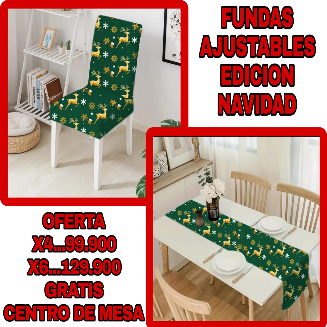 OFERTA EN FUNDAS PARA SILLAS EDICION NAVIDAD🎄🎄🦌🦌🦌