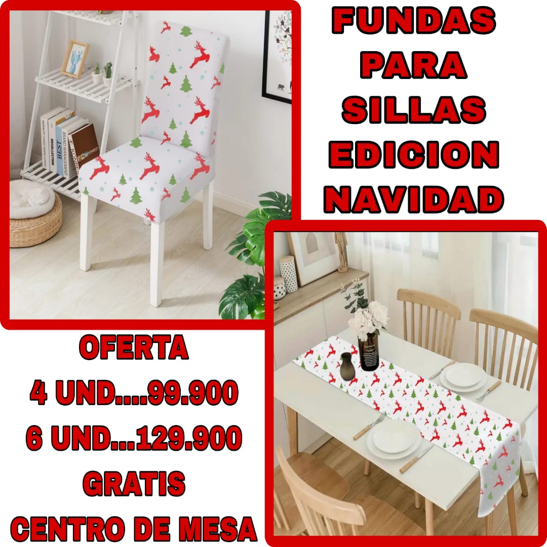 OFERTA EN FUNDAS PARA SILLAS EDICION NAVIDAD🎄🎄🦌🦌🦌