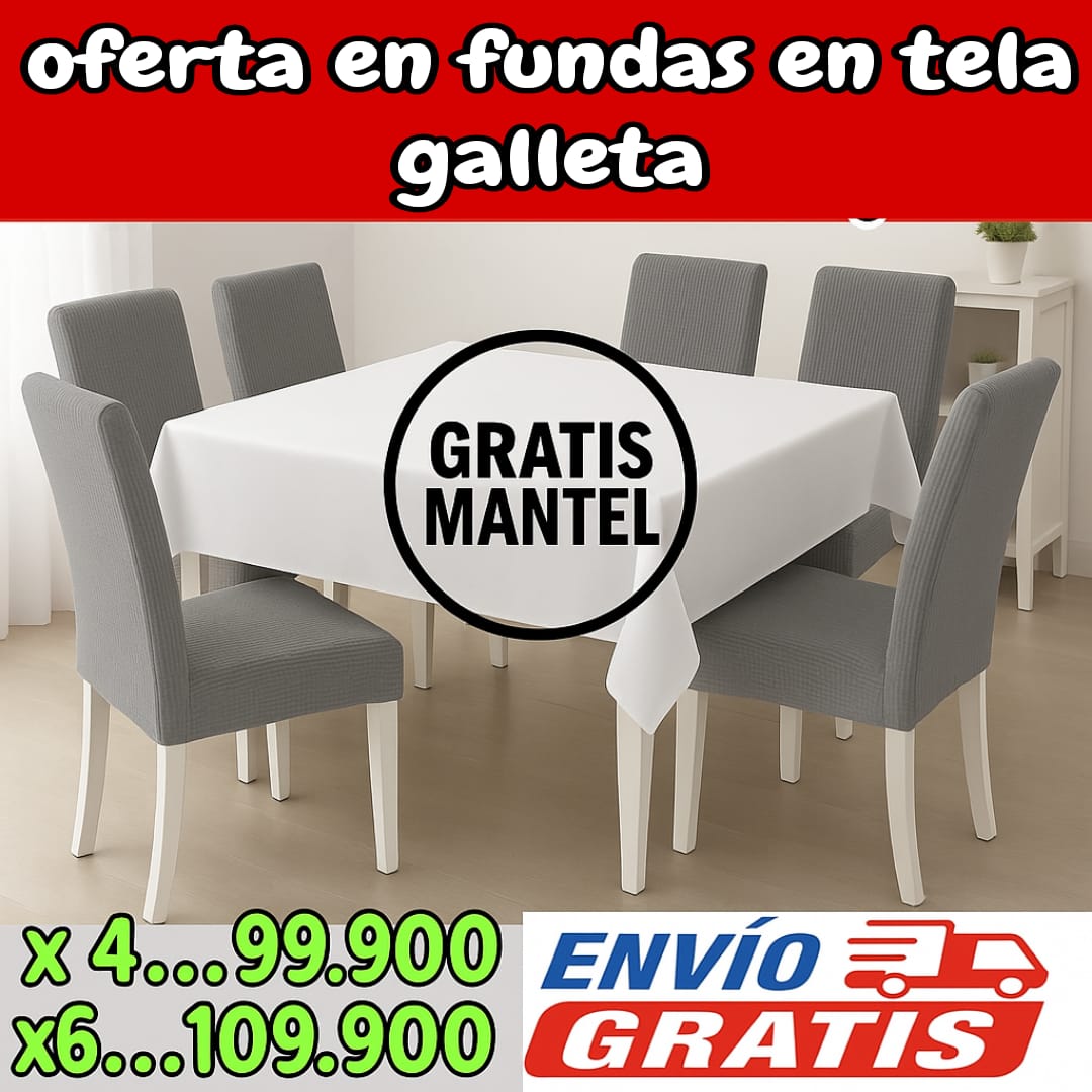 !Oferta imperdible! fundas para sillas en Tela Galleta PAGUE 4 LLEVE 6 GRATIS MANTEL