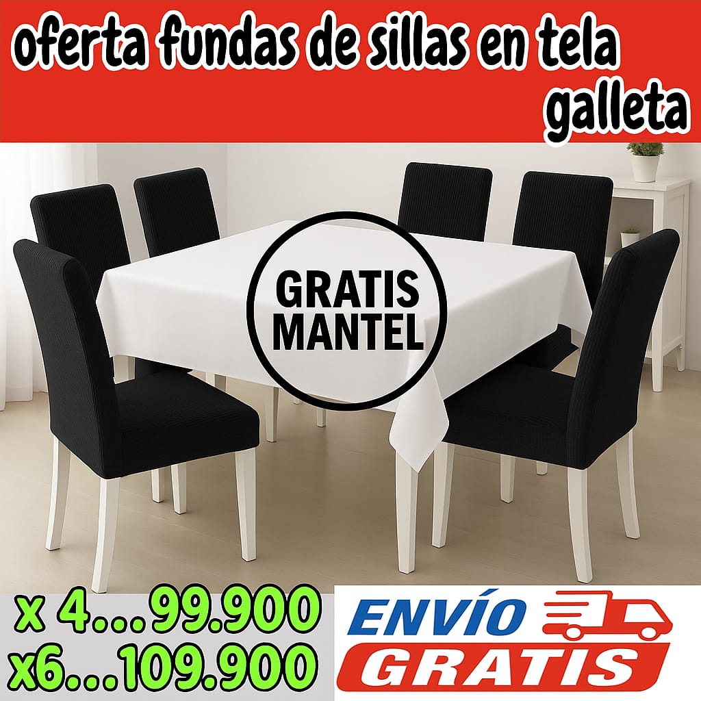 !Oferta imperdible! fundas para sillas en Tela Galleta PAGUE 4 LLEVE 6 GRATIS MANTEL