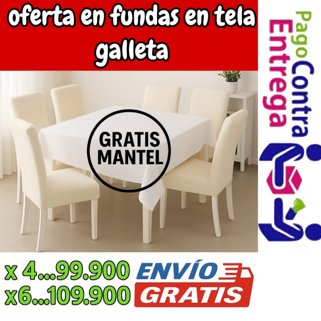 !Oferta imperdible! fundas para sillas en Tela Galleta PAGUE 4 LLEVE 6 GRATIS MANTEL
