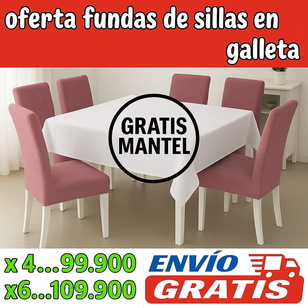 !Oferta imperdible! fundas para sillas en Tela Galleta PAGUE 4 LLEVE 6 GRATIS MANTEL