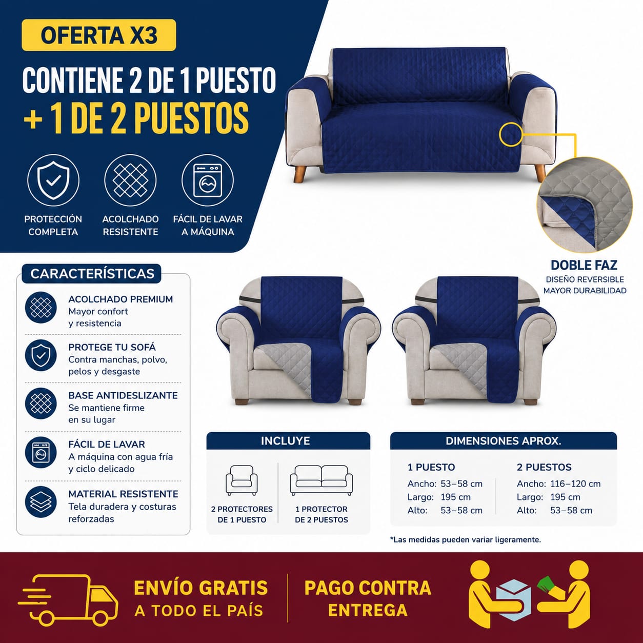OFERTA EN PROTECTORES DOBLE FAZ PARA SOFA ⭐️⭐️⭐️⭐️⭐️5/5