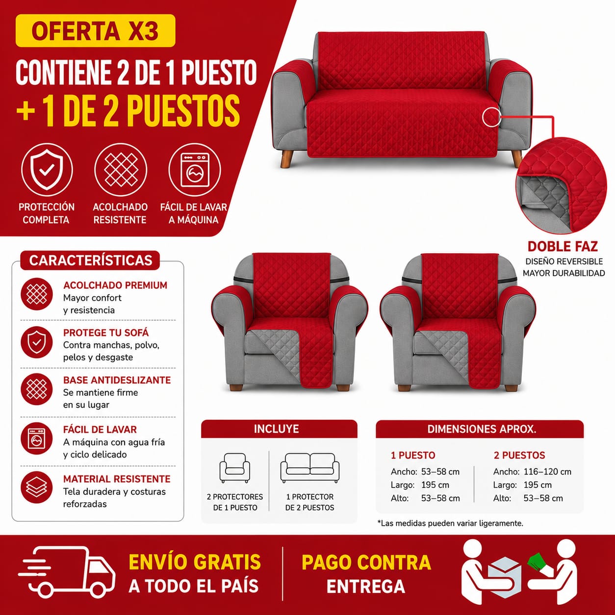 OFERTA EN PROTECTORES DOBLE FAZ PARA SOFA ⭐️⭐️⭐️⭐️⭐️5/5
