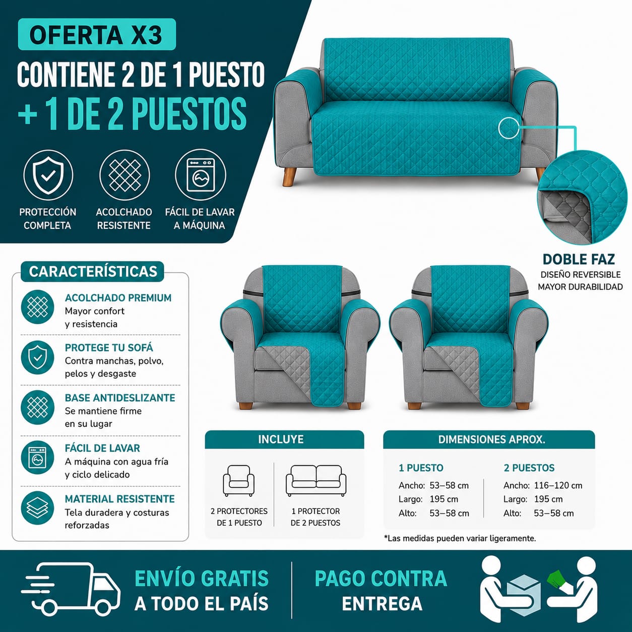 OFERTA EN PROTECTORES DOBLE FAZ PARA SOFA ⭐️⭐️⭐️⭐️⭐️5/5