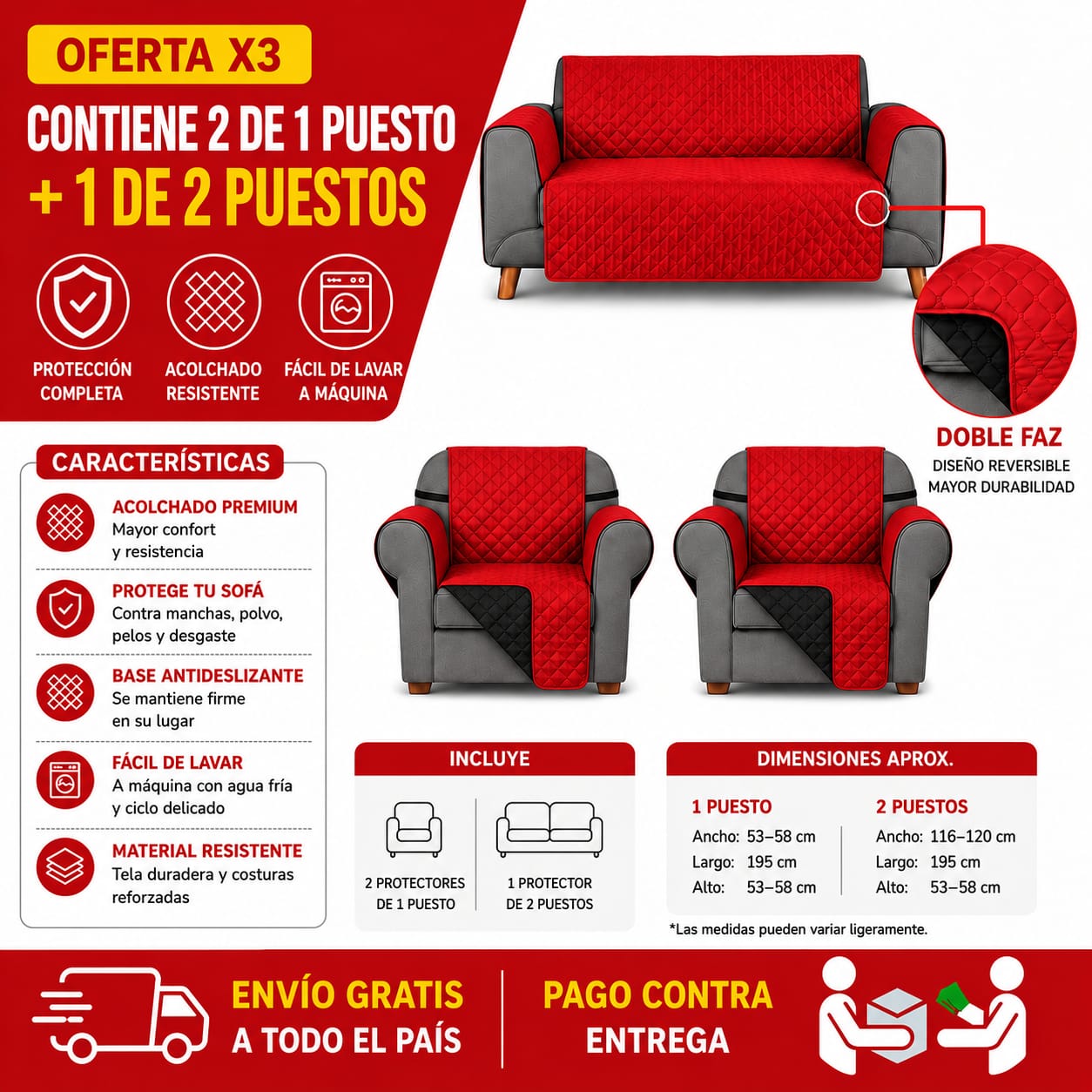 OFERTA EN PROTECTORES DOBLE FAZ PARA SOFA ⭐️⭐️⭐️⭐️⭐️5/5