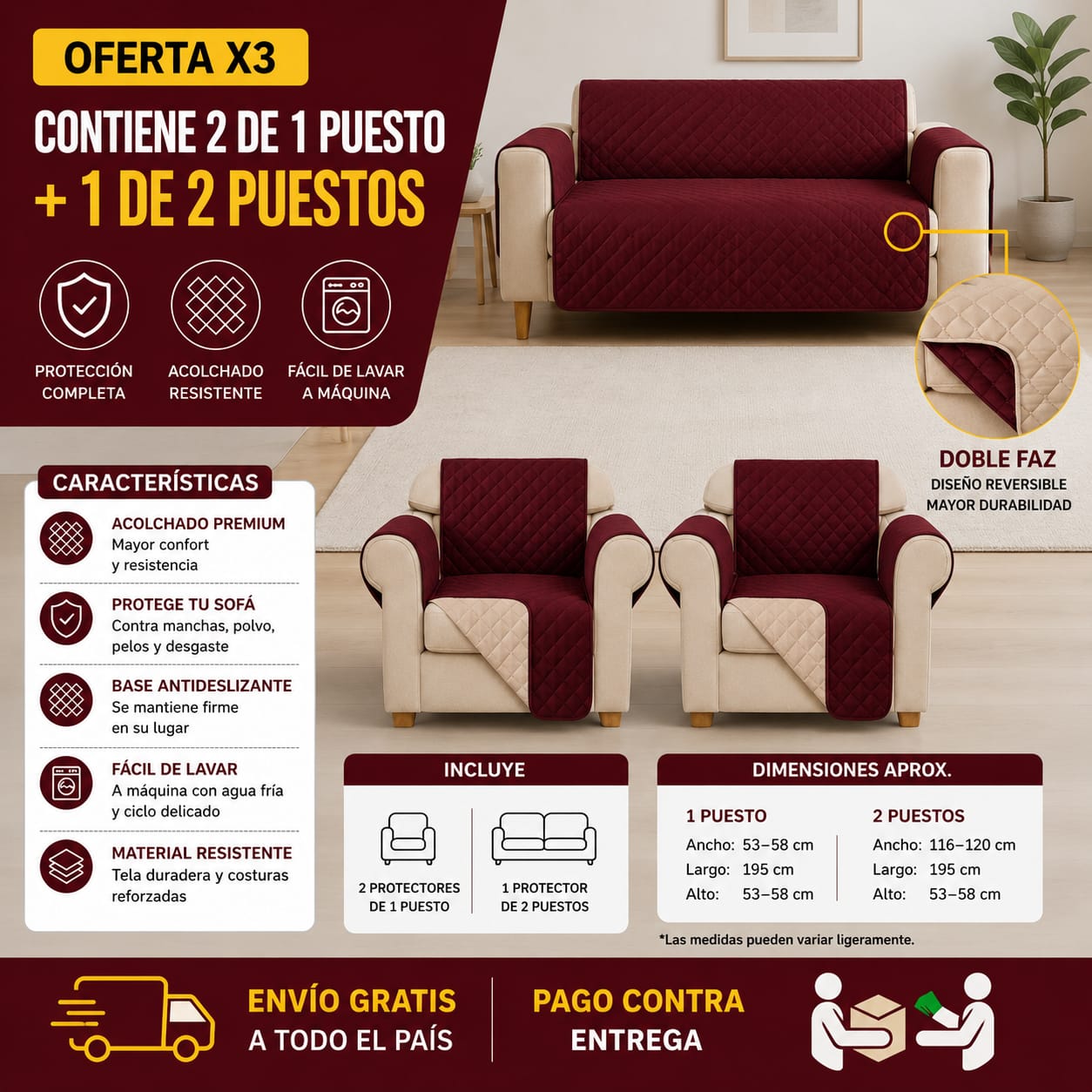 OFERTA EN PROTECTORES DOBLE FAZ PARA SOFA ⭐️⭐️⭐️⭐️⭐️5/5