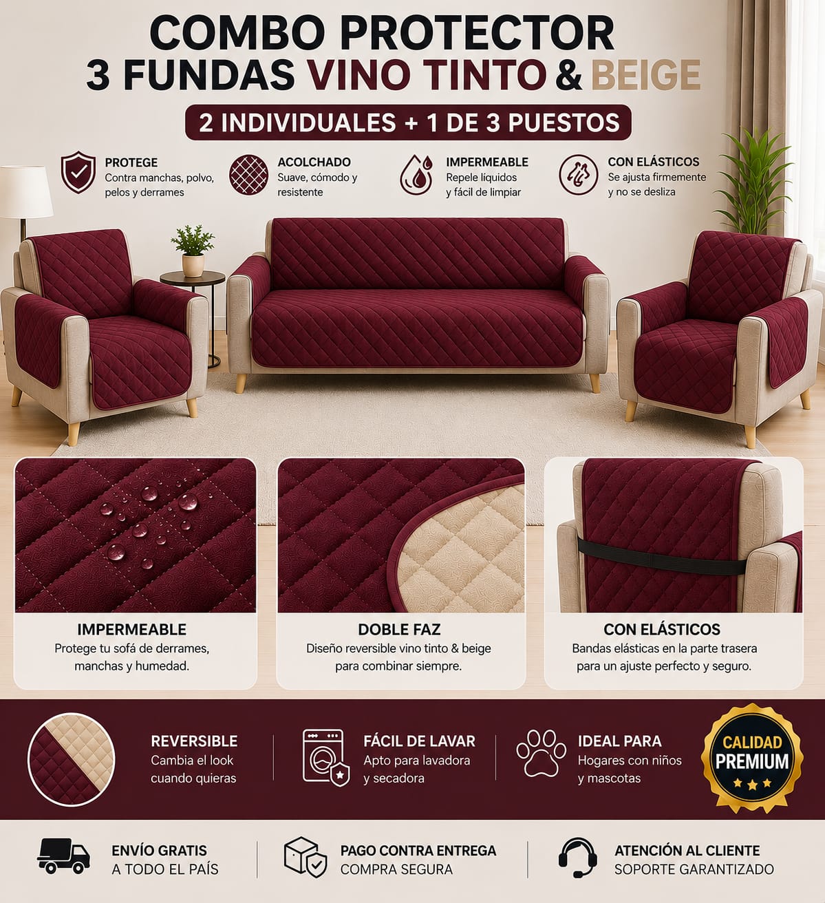OFERTA EN PROTECTORES DOBLE FAZ PARA SOFA ⭐️⭐️⭐️⭐️⭐️5/5