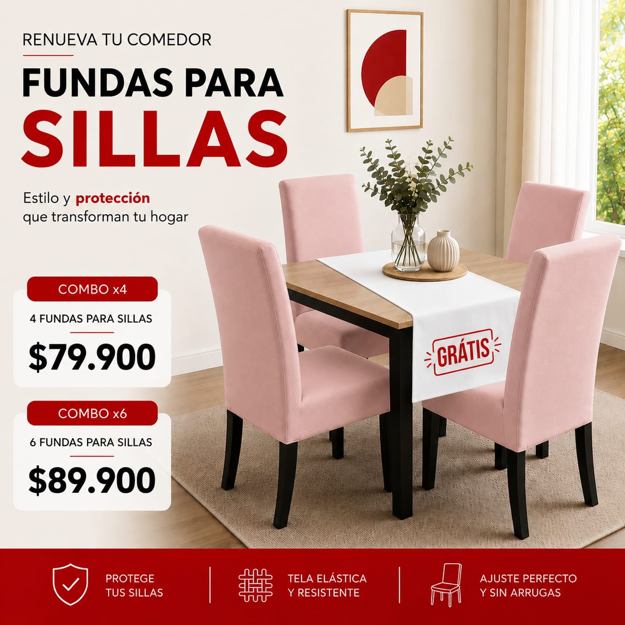FUNDAS PARA SILLAS DE COMEDOR GRATIS CAMINO DE MESA  ⭐⭐⭐⭐⭐5/5
