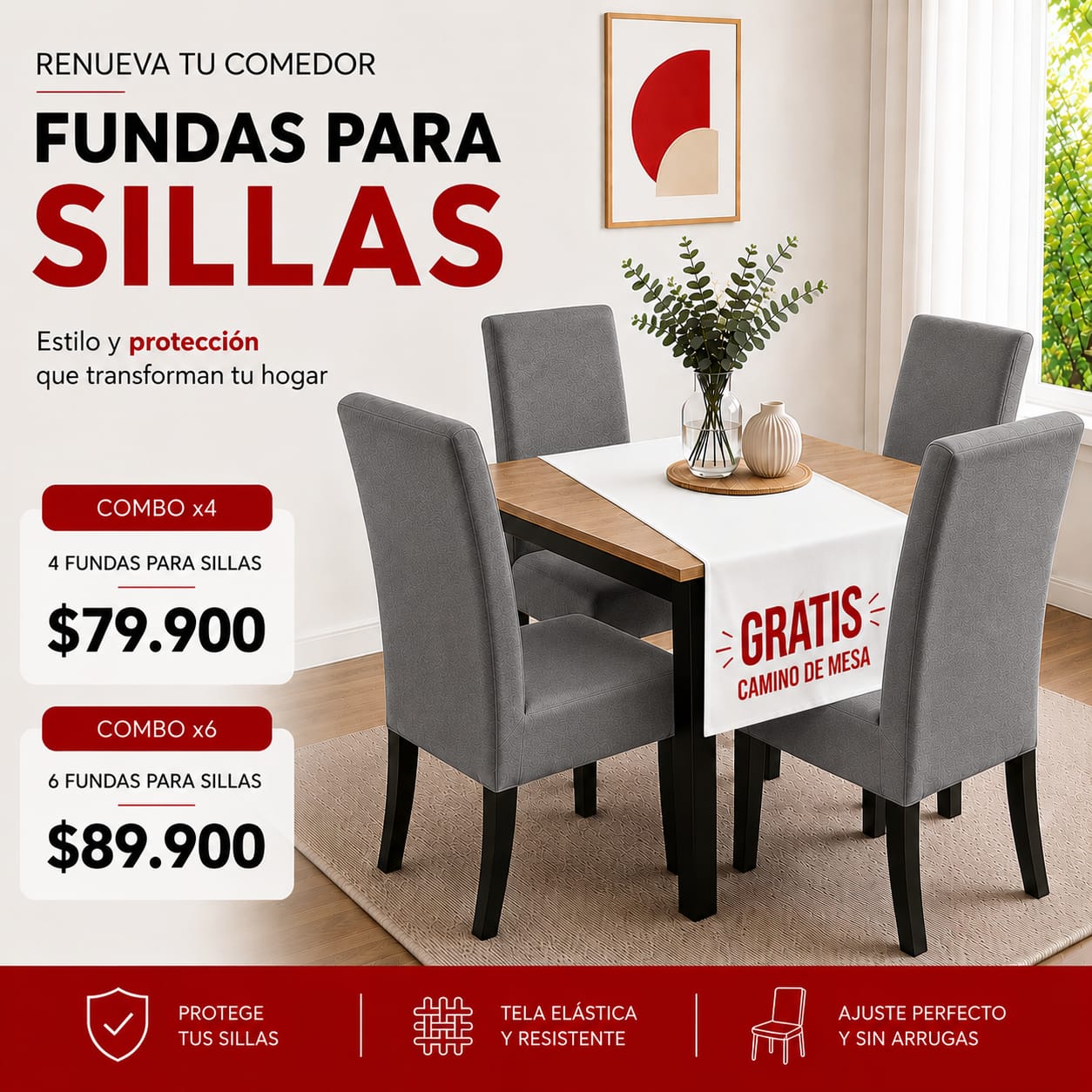 FUNDAS PARA SILLAS DE COMEDOR GRATIS CAMINO DE MESA  ⭐⭐⭐⭐⭐5/5