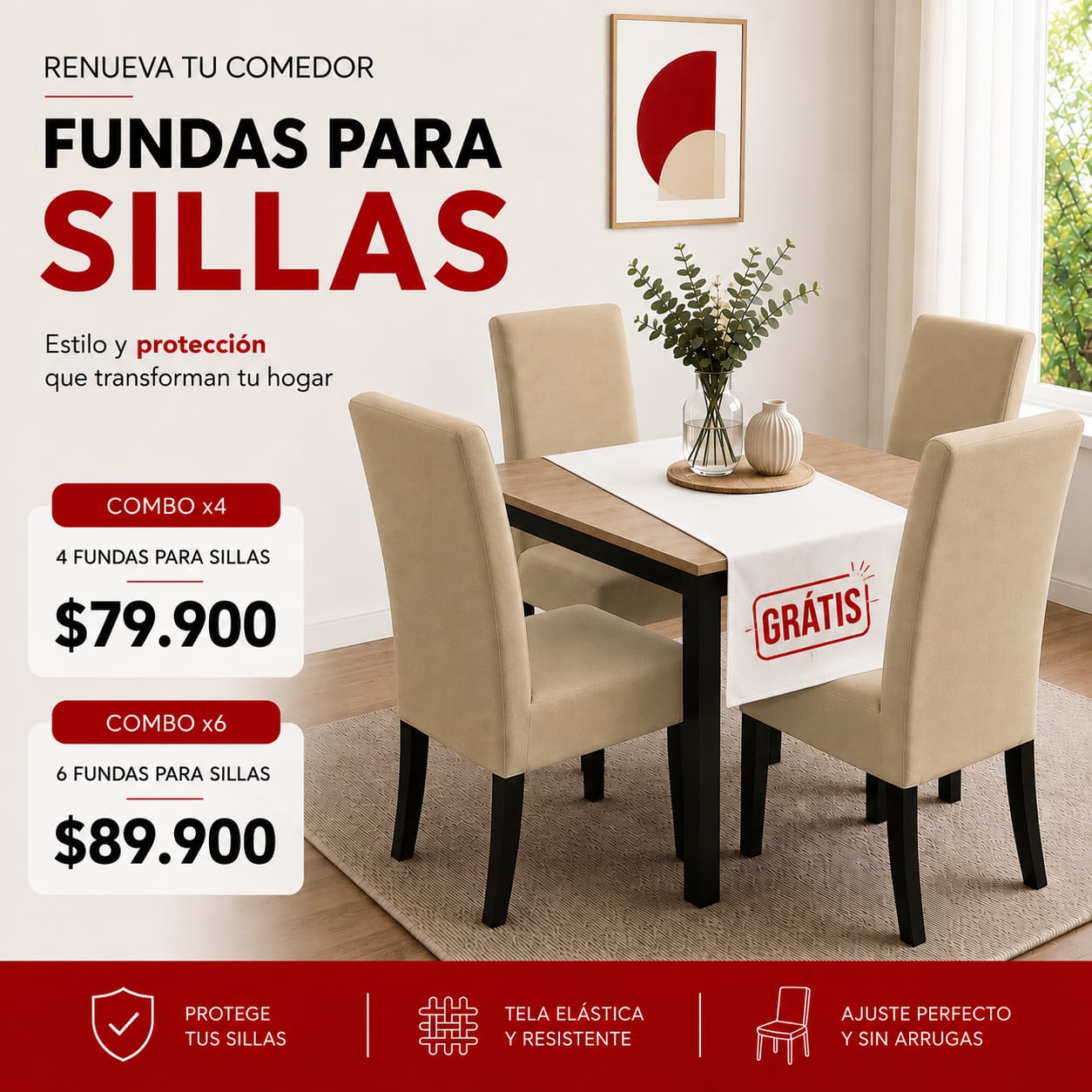 FUNDAS PARA SILLAS DE COMEDOR GRATIS CAMINO DE MESA  ⭐⭐⭐⭐⭐5/5