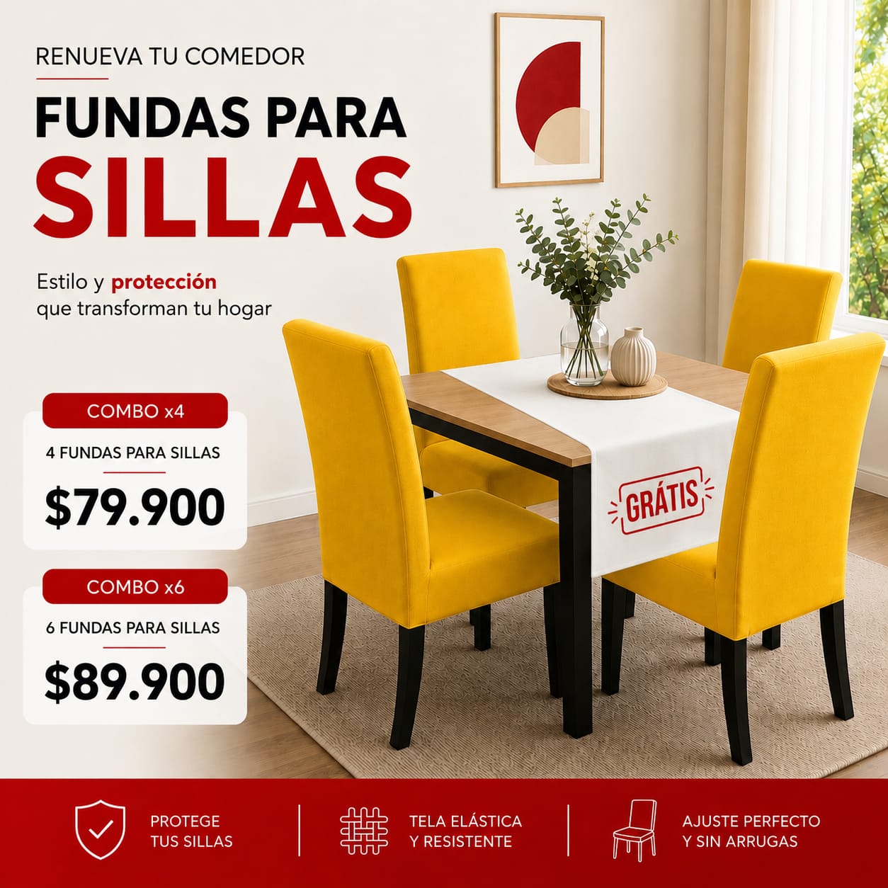 FUNDAS PARA SILLAS DE COMEDOR GRATIS CAMINO DE MESA  ⭐⭐⭐⭐⭐5/5