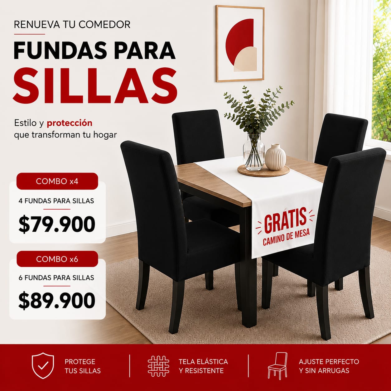 FUNDAS PARA SILLAS DE COMEDOR GRATIS CAMINO DE MESA  ⭐⭐⭐⭐⭐5/5