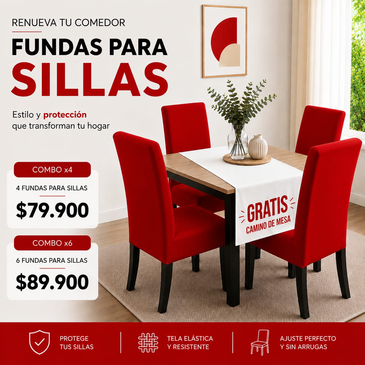 FUNDAS PARA SILLAS DE COMEDOR GRATIS CAMINO DE MESA  ⭐⭐⭐⭐⭐5/5