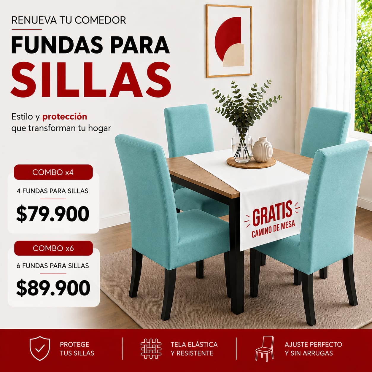 FUNDAS PARA SILLAS DE COMEDOR GRATIS CAMINO DE MESA  ⭐⭐⭐⭐⭐5/5