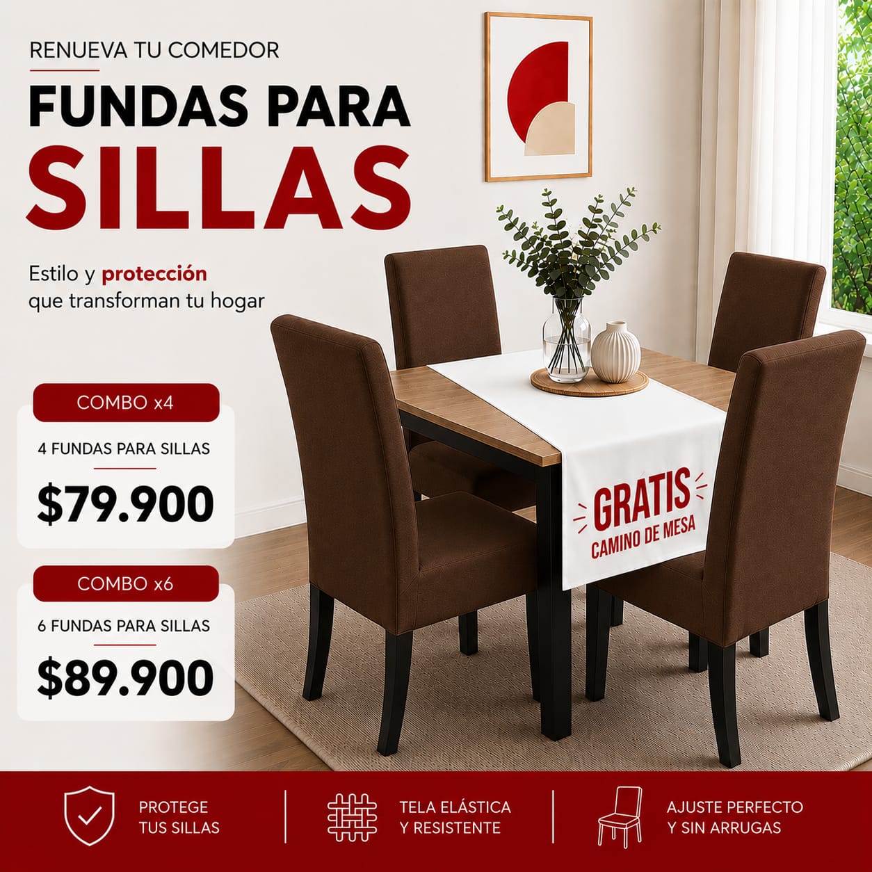 FUNDAS PARA SILLAS DE COMEDOR GRATIS CAMINO DE MESA  ⭐⭐⭐⭐⭐5/5