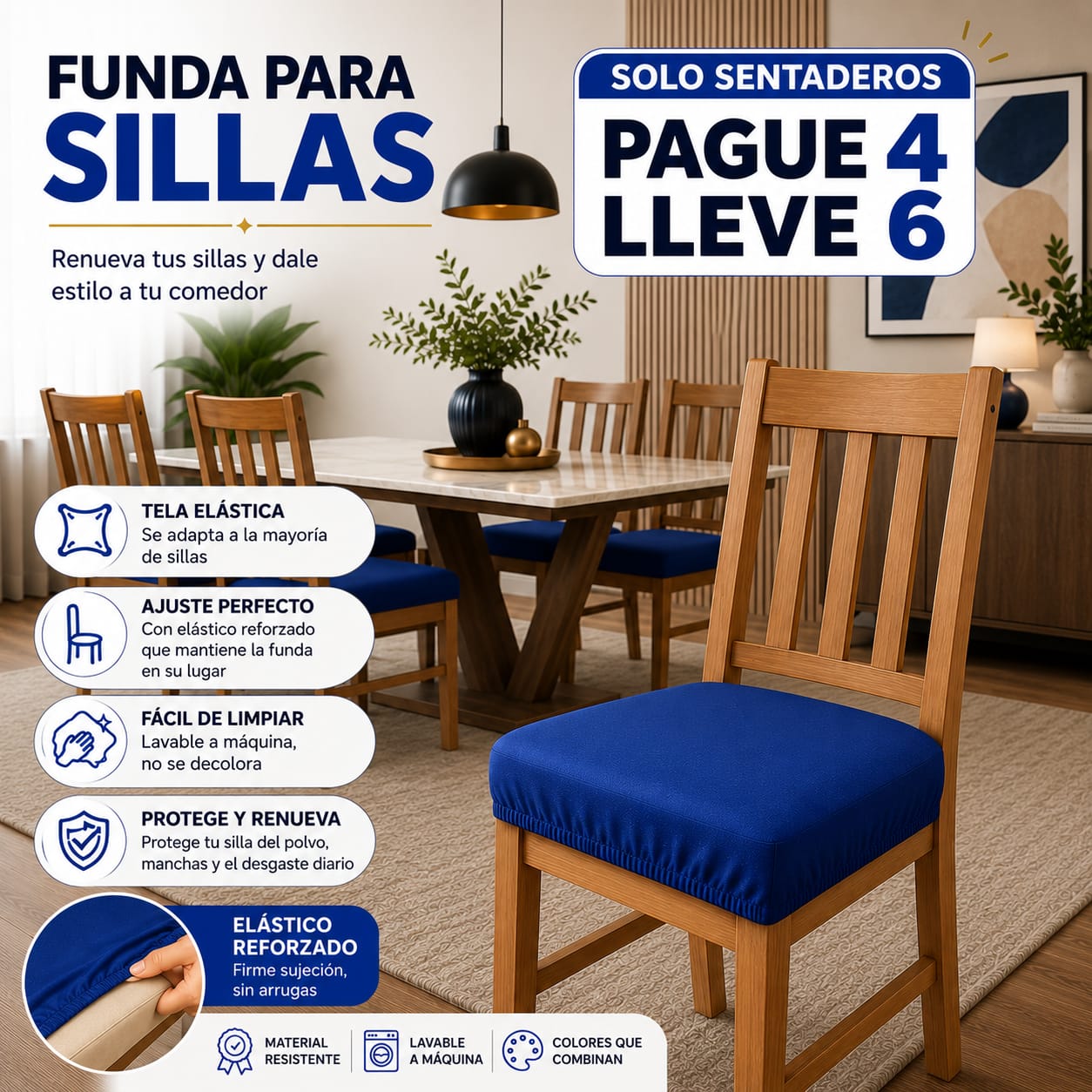 OFERTA EN FUNDAS PARA SILLAS DE COMEDOR SIN ESPALDAR 5/5⭐️⭐️⭐️⭐️⭐️