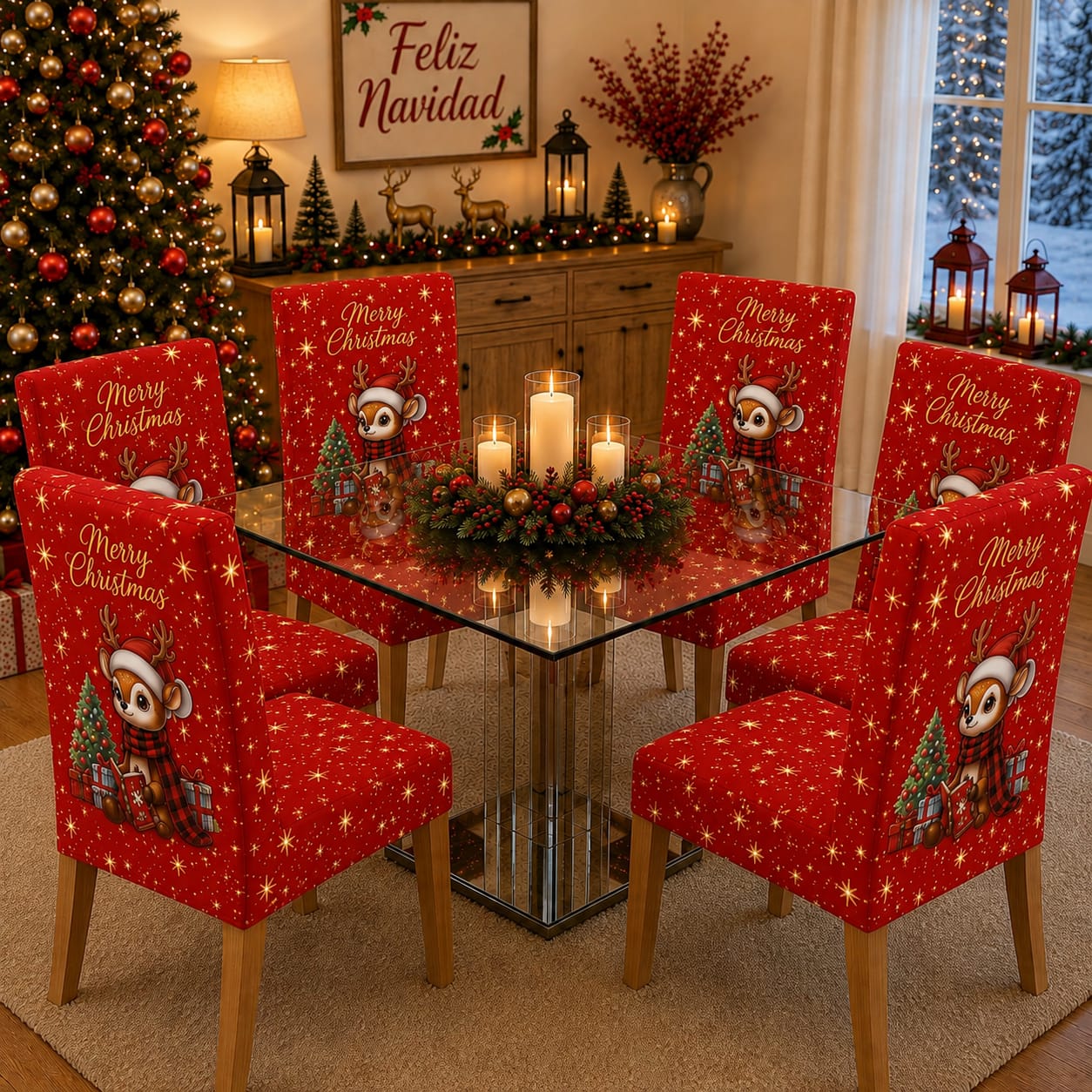 OFERTA EN FUNDAS PARA SILLAS EDICION NAVIDAD🎄🎄🦌🦌🦌