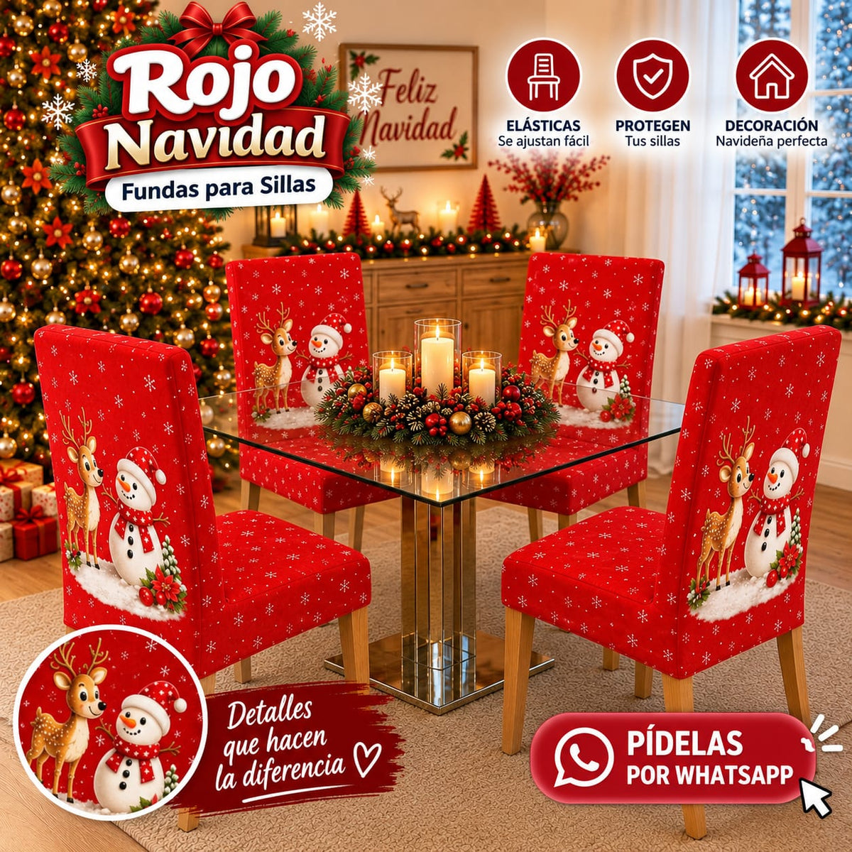 OFERTA EN FUNDAS PARA SILLAS EDICION NAVIDAD🎄🎄🦌🦌🦌