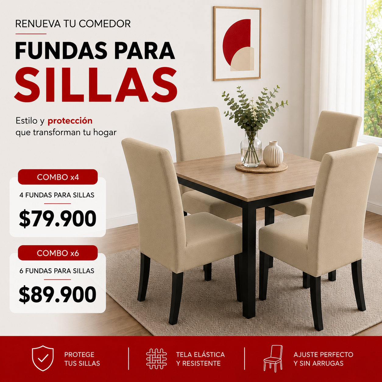 FUNDAS PARA SILLAS DE COMEDOR GRATIS CAMINO DE MESA  ⭐⭐⭐⭐⭐5/5