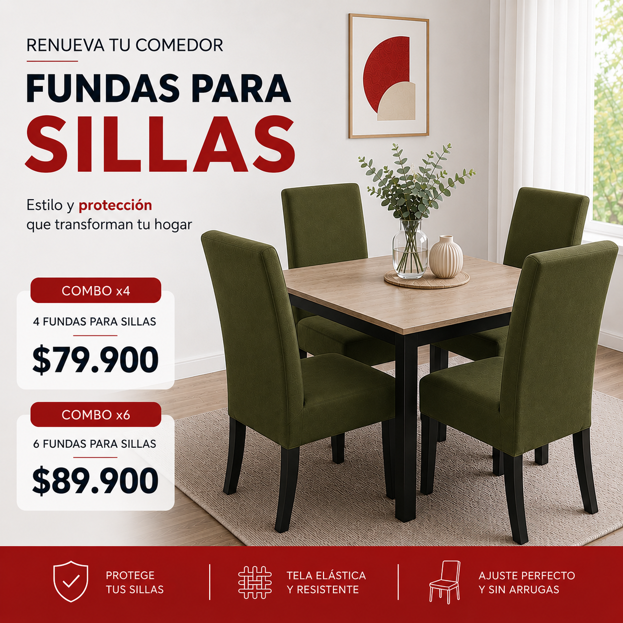 FUNDAS PARA SILLAS DE COMEDOR GRATIS CAMINO DE MESA  ⭐⭐⭐⭐⭐5/5